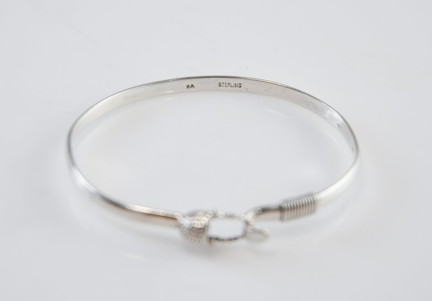 Designer Sterling Silver Basket Hook Bangle Bracelet