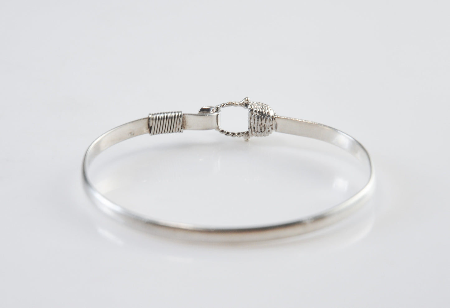 Designer Sterling Silver Basket Hook Bangle Bracelet