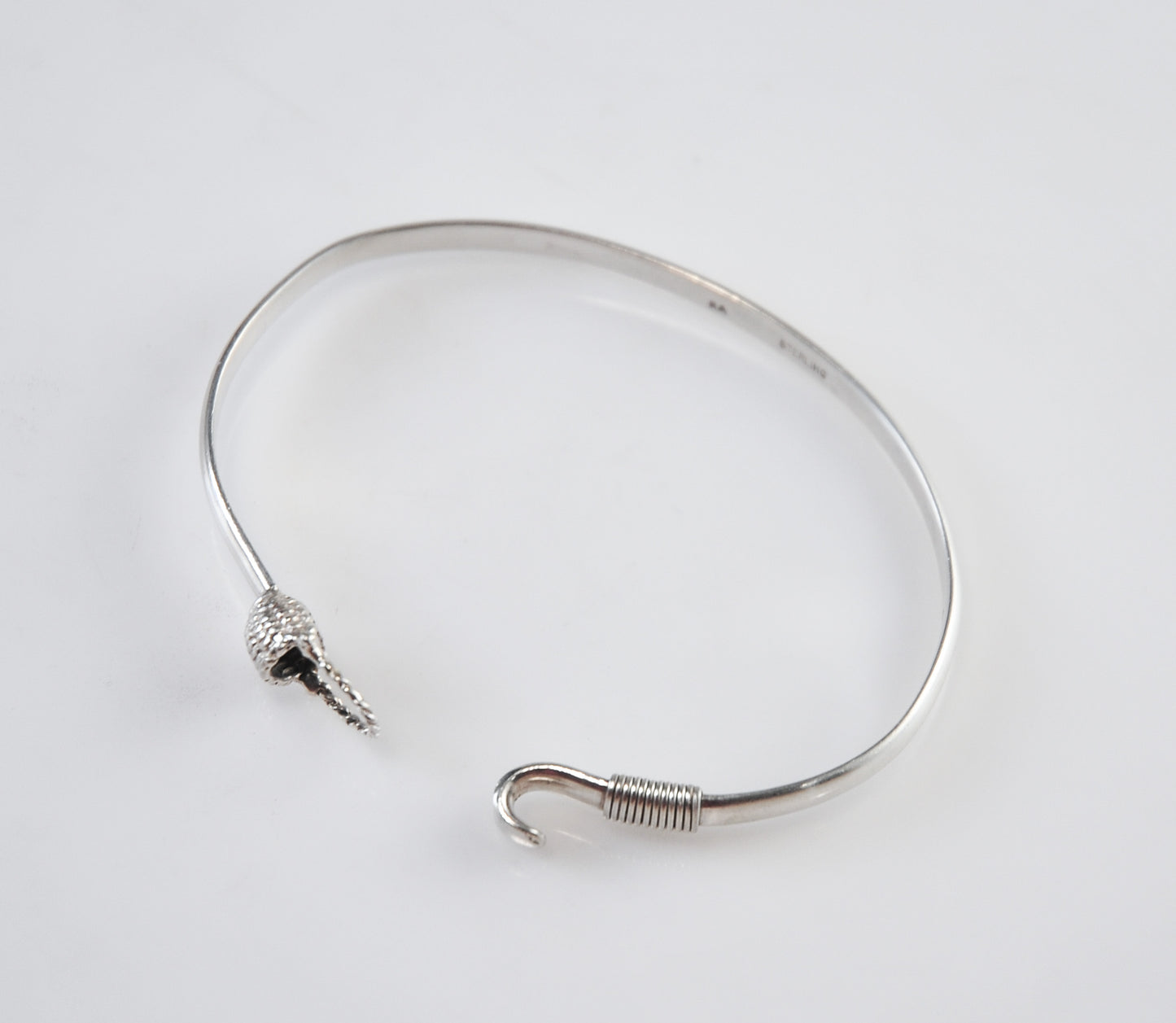 Designer Sterling Silver Basket Hook Bangle Bracelet