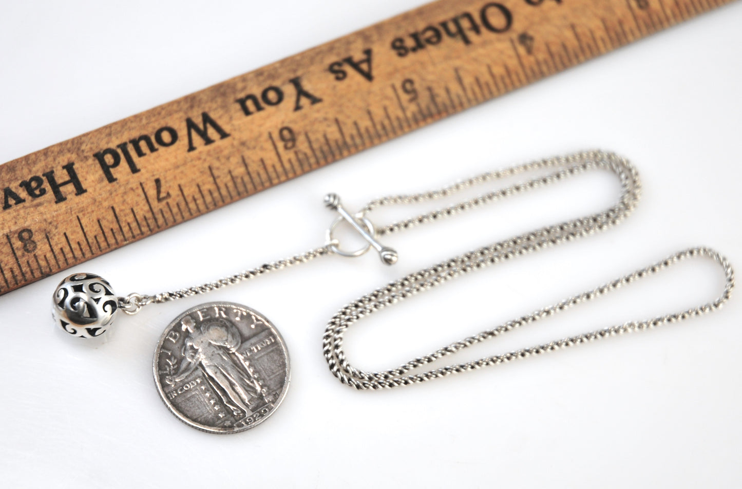 Silpada Sterling Silver Simple Delight Lariat Ball Necklace