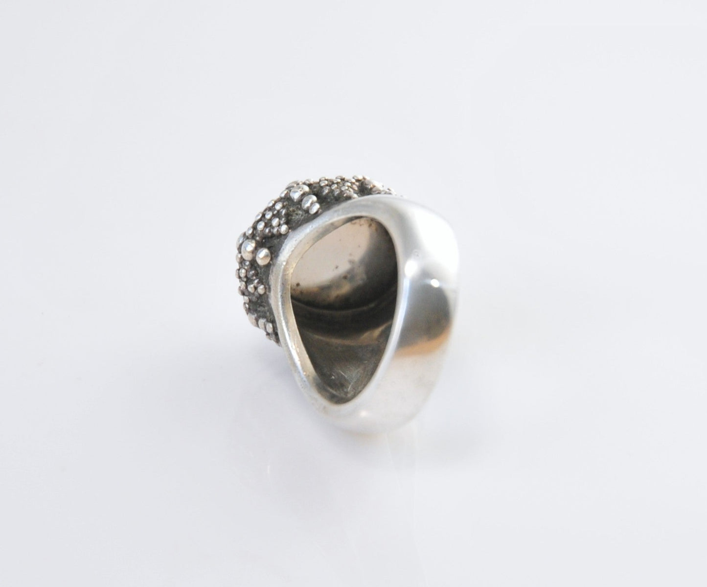 Heavy Vintage Stephen Dweck Sterling Silver Blue Agate Ring