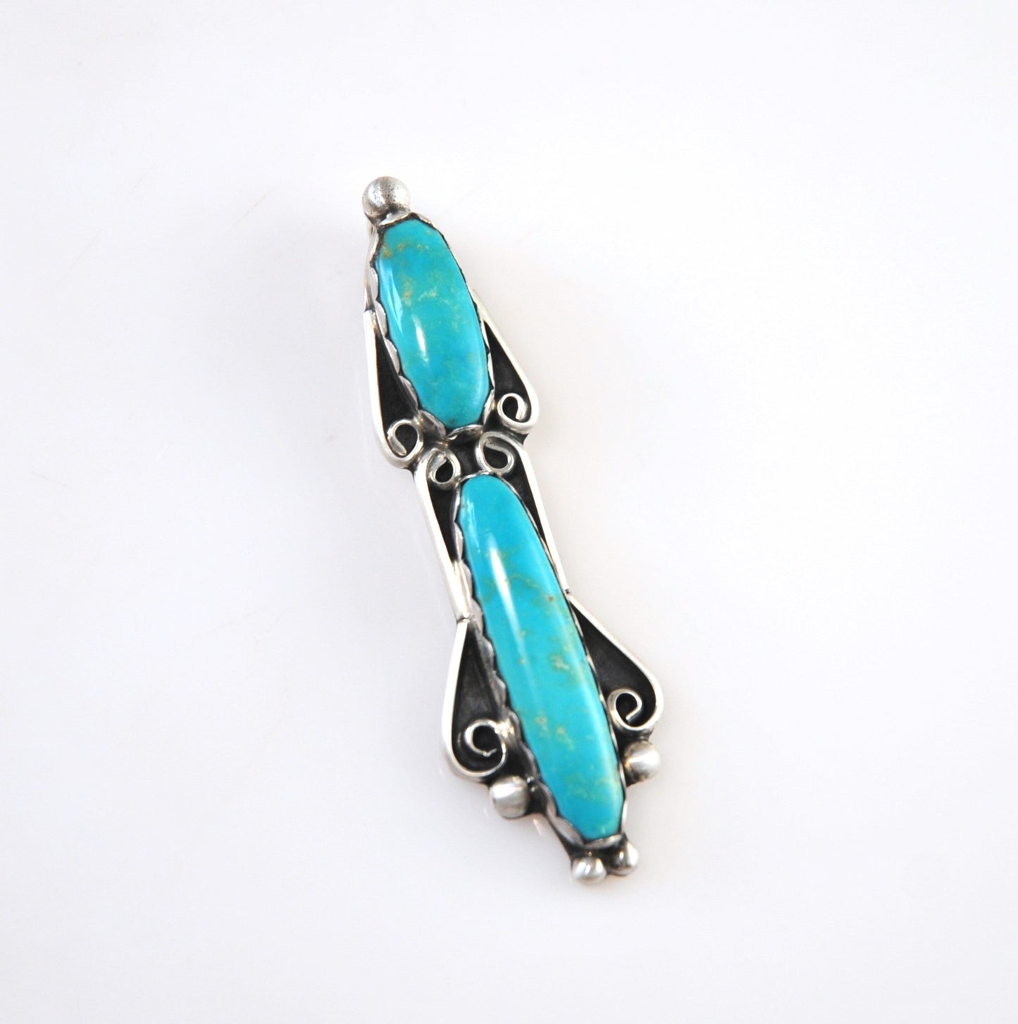 Vintage Signed Navajo Turquoise Sterling Silver Pendant