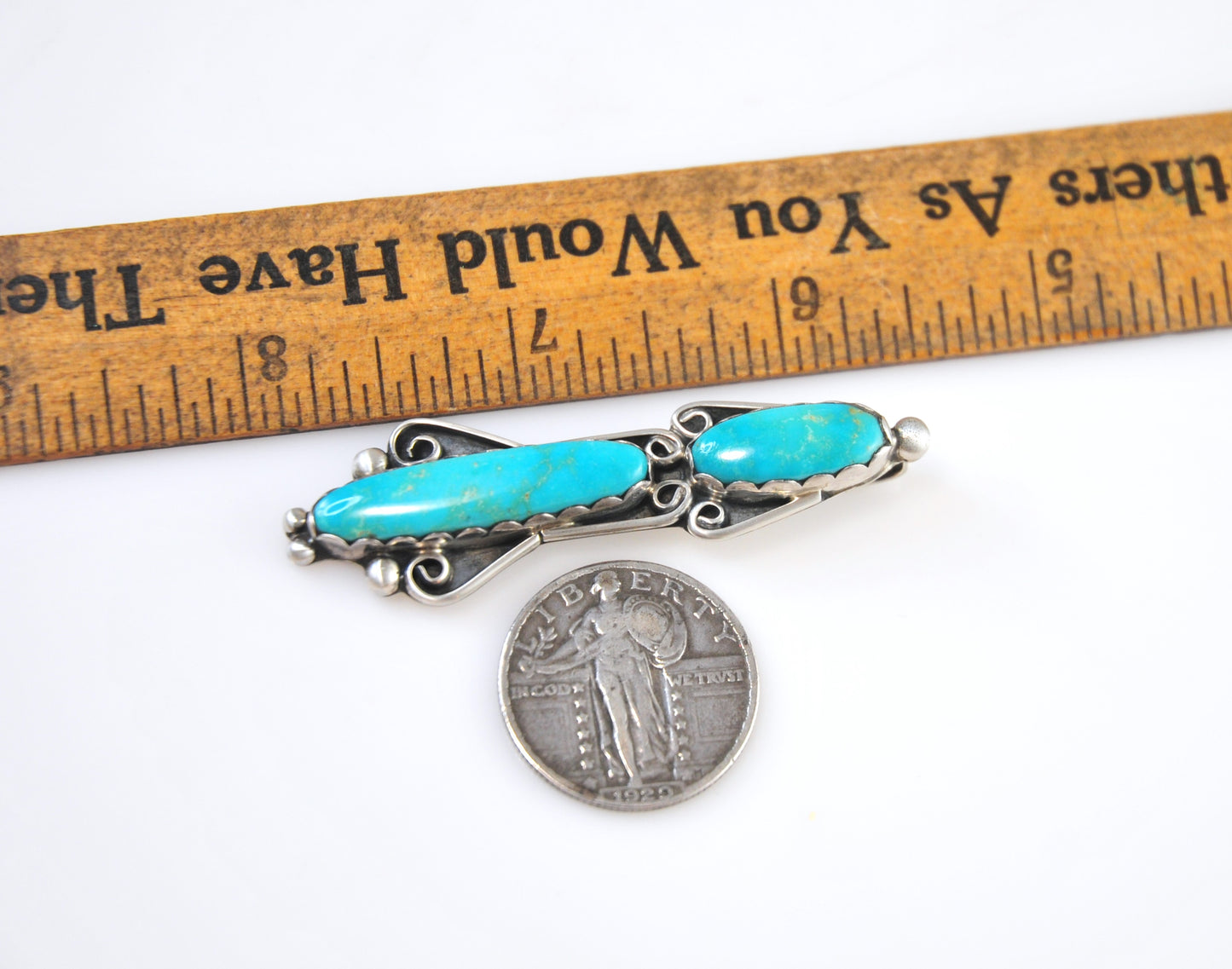 Vintage Signed Navajo Turquoise Sterling Silver Pendant