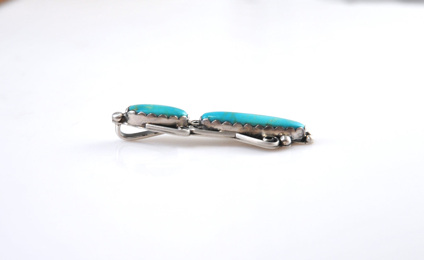 Vintage Signed Navajo Turquoise Sterling Silver Pendant