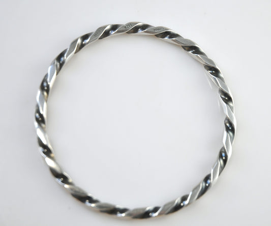 Denmark Designer Sterling Silver Twisted Bangle Bracelet