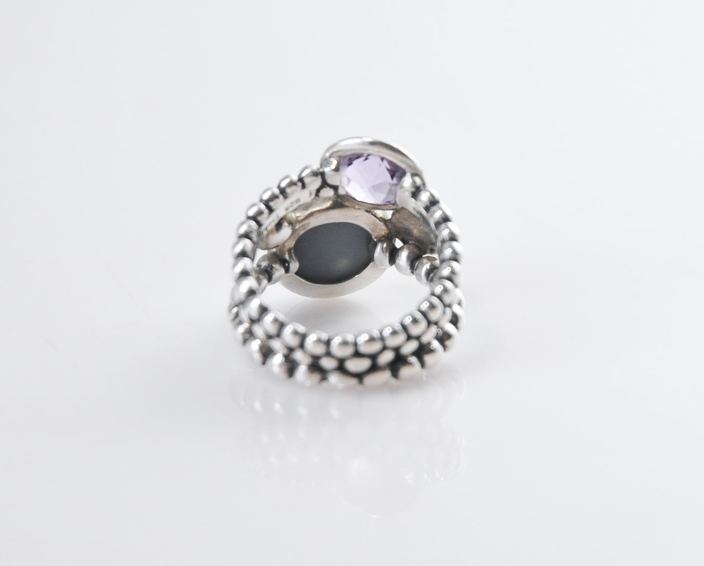 Designer Sterling Silver 925 Druzy Amethyst Pearl Ring