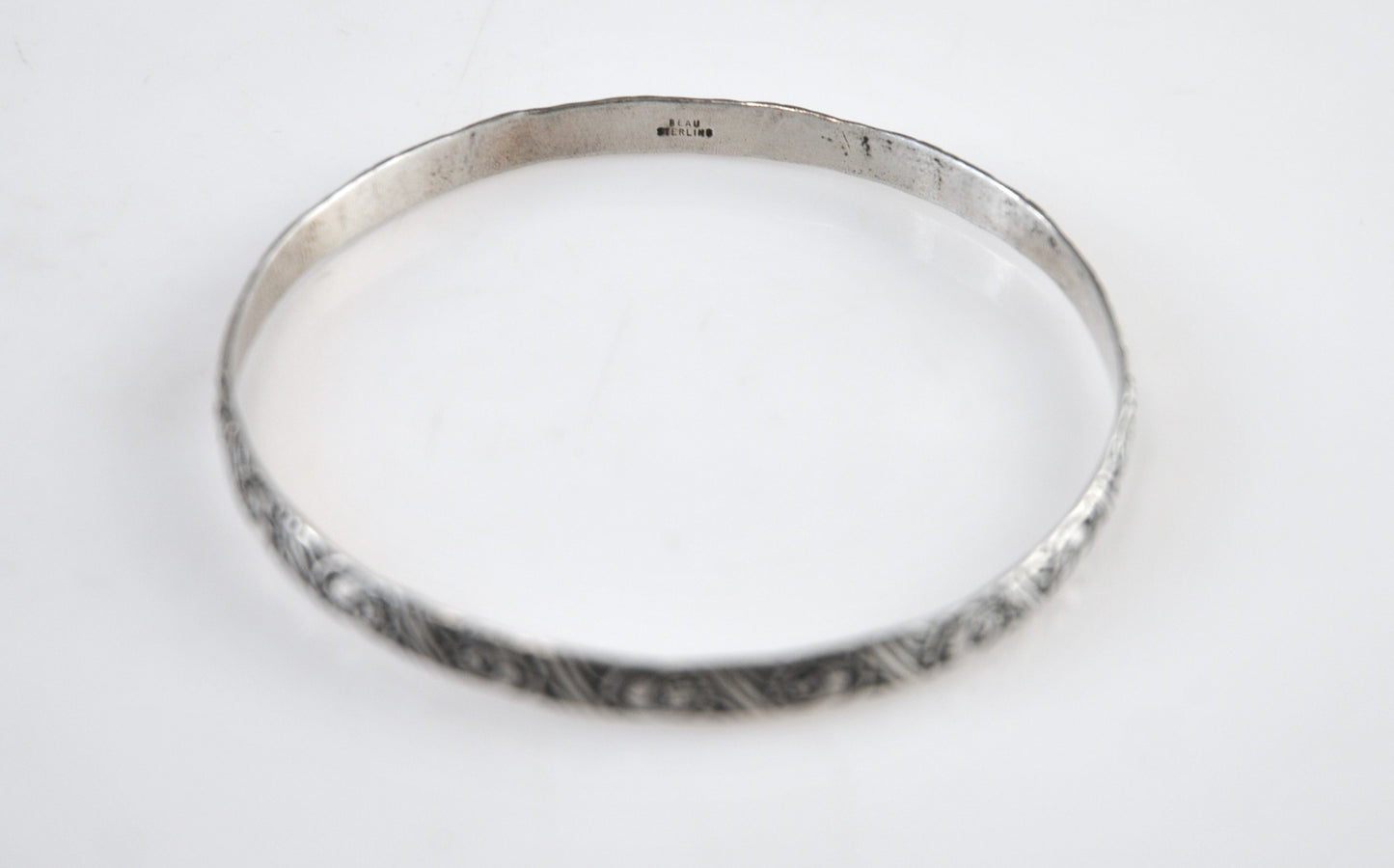 Vintage Beau Sterling Silver Rose Bangle Bracelet