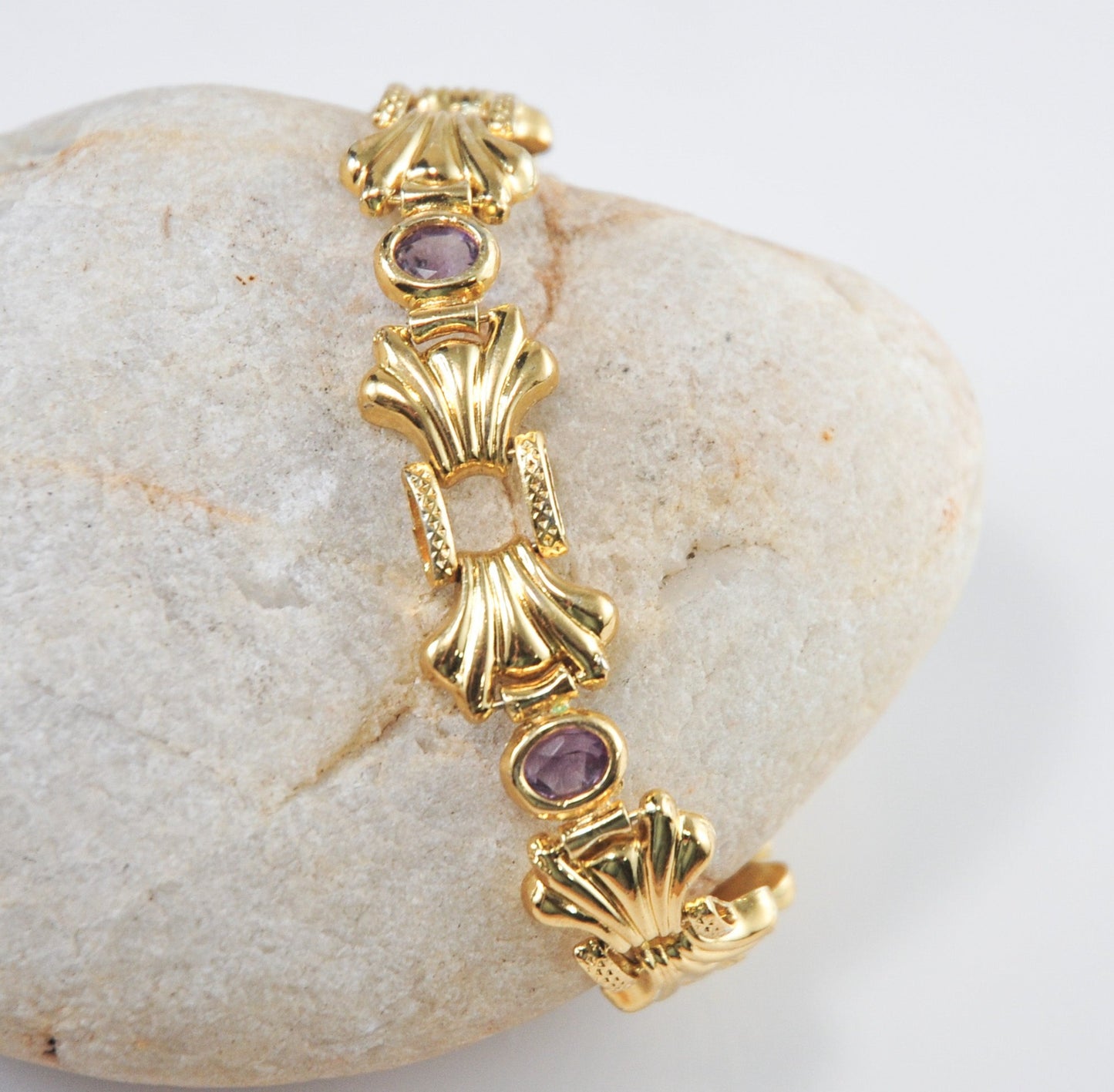 Designer Gold over Sterling Amethyst Bracelet