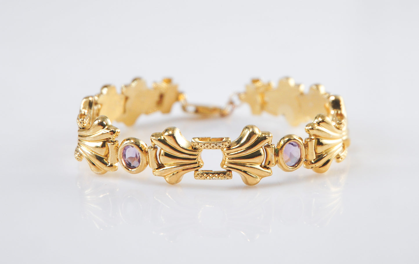 Designer Gold over Sterling Amethyst Bracelet