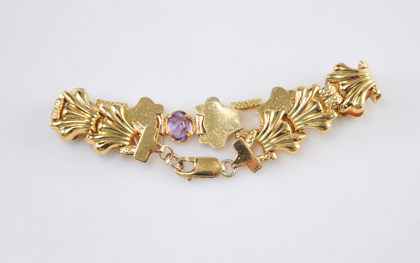 Designer Gold over Sterling Amethyst Bracelet