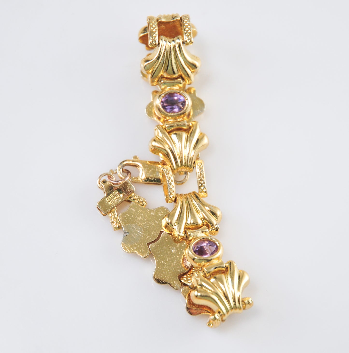 Designer Gold over Sterling Amethyst Bracelet