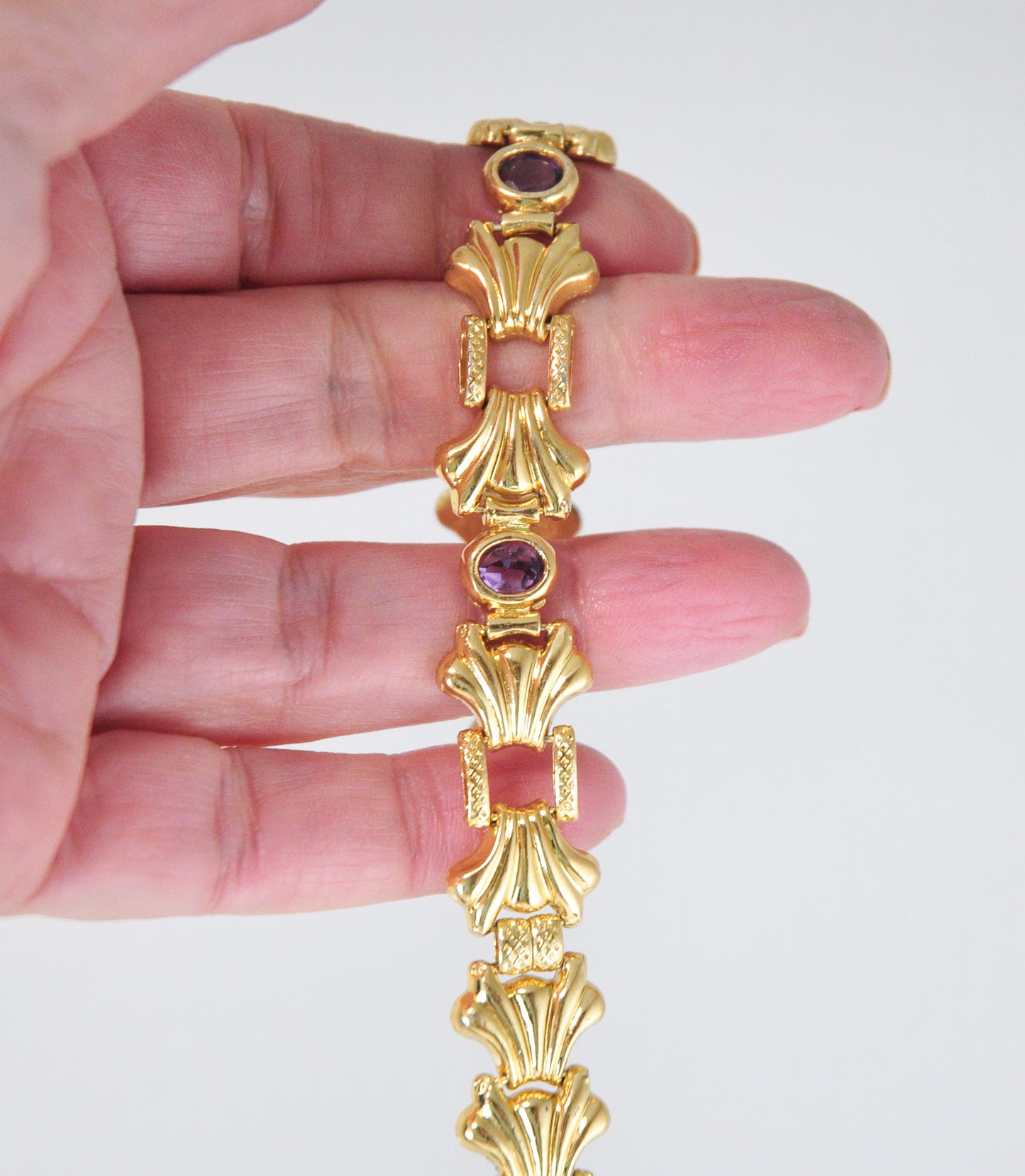 Designer Gold over Sterling Amethyst Bracelet