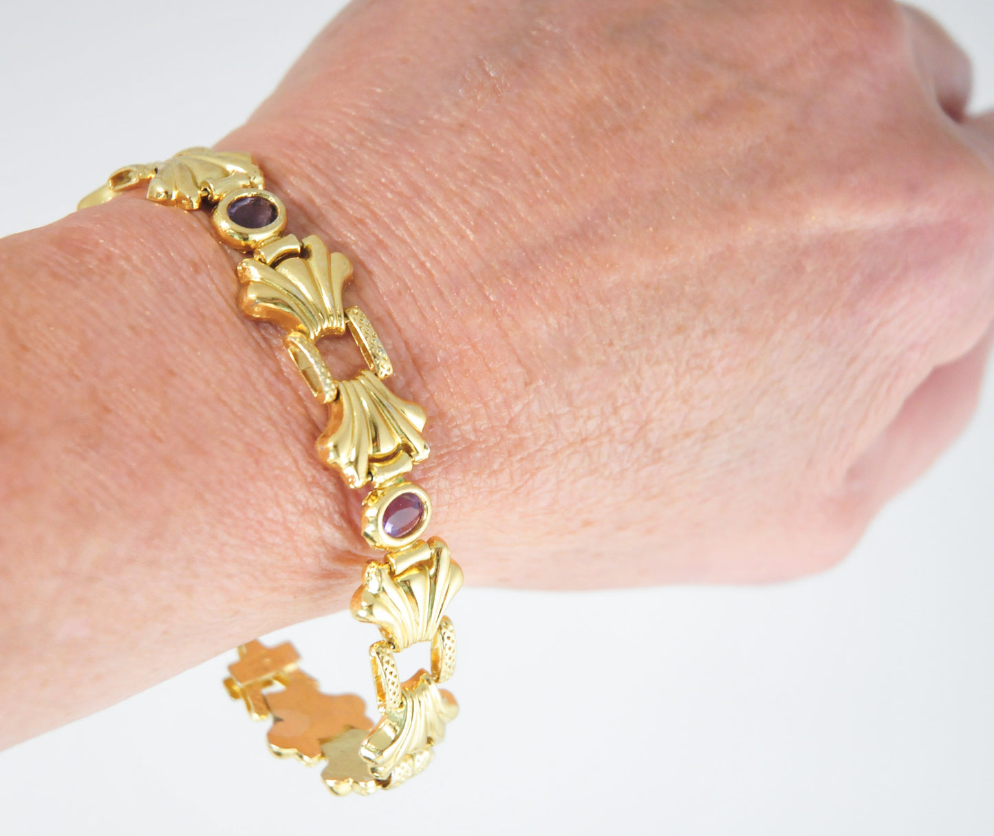 Designer Gold over Sterling Amethyst Bracelet