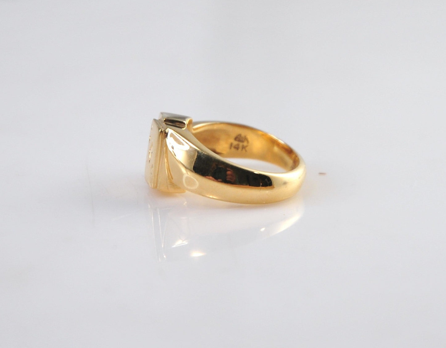 Heavy Designer Solid 14K Gold Aces Ring