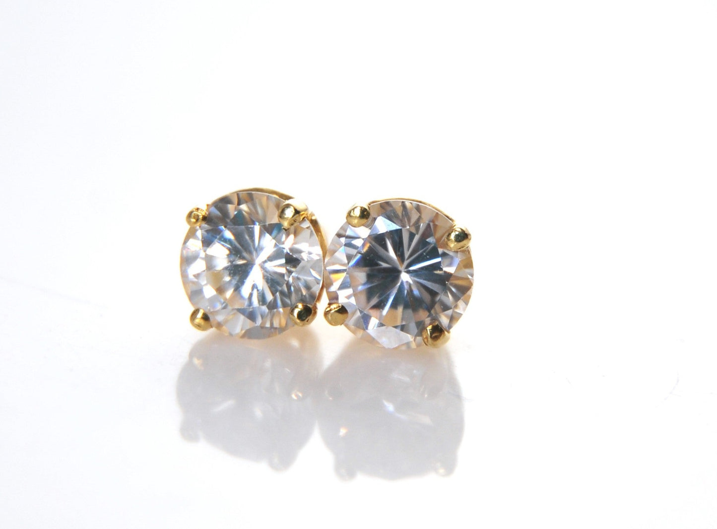 14K Yellow Gold 6mm CZ Stud Earrings