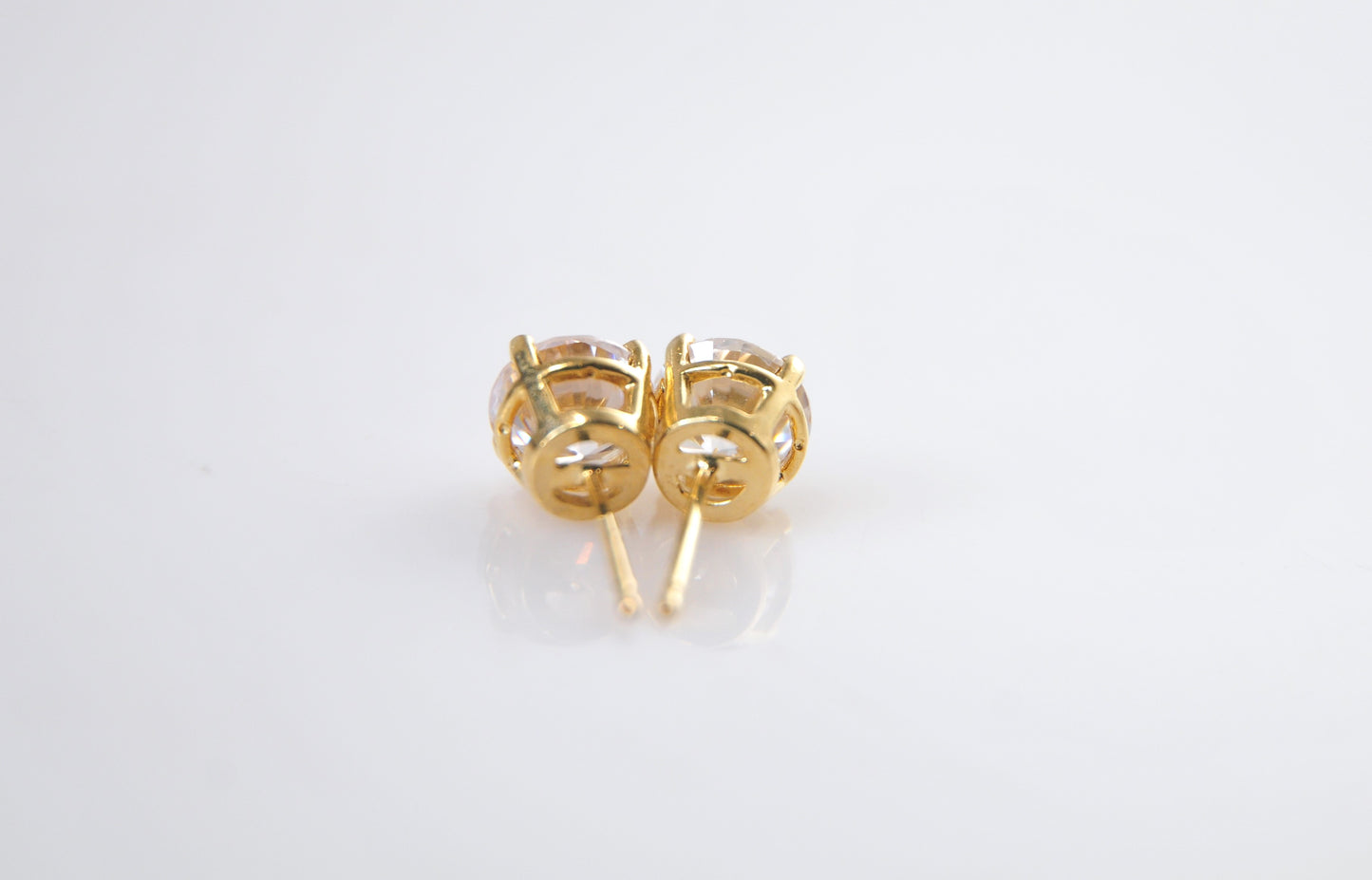 14K Yellow Gold 6mm CZ Stud Earrings