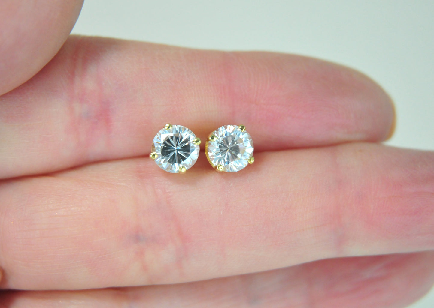 14K Yellow Gold 6mm CZ Stud Earrings