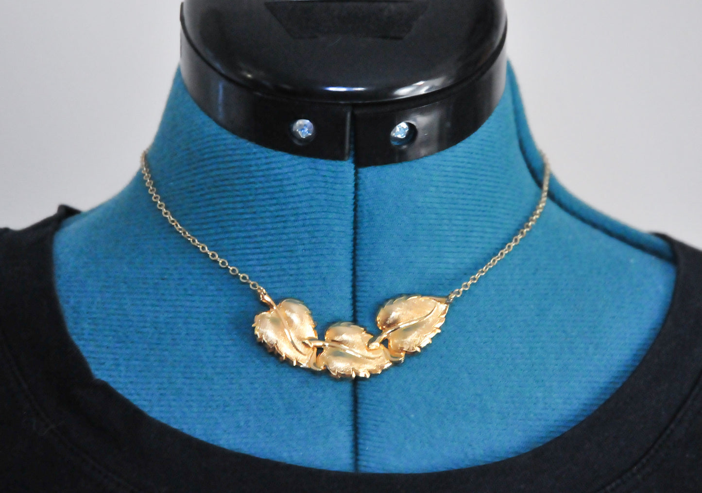 Vintage Danecraft Gold over Sterling Silver Leaf Bib Necklace