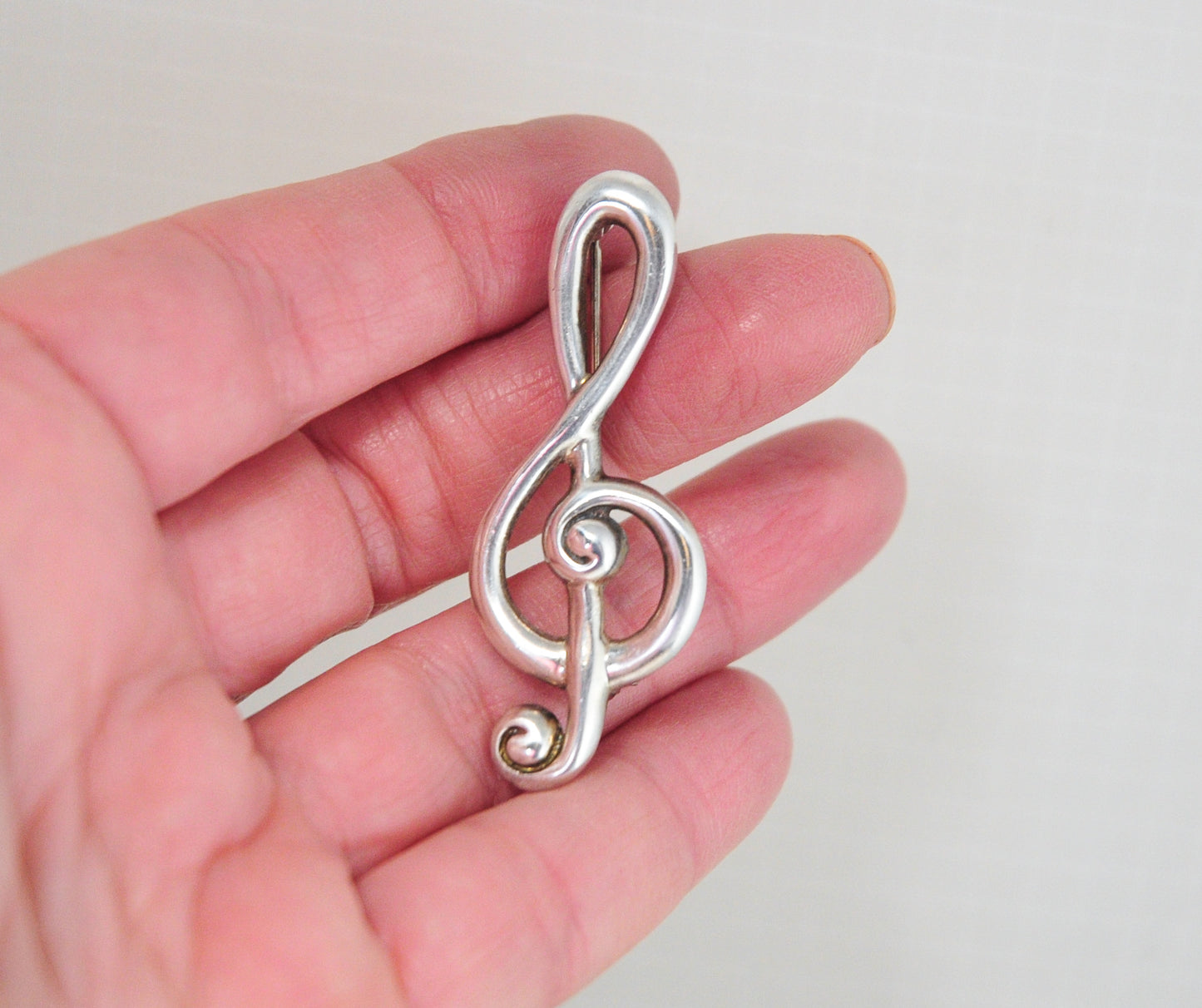 Vintage Taxco Sterling Silver Treble Clef Brooch