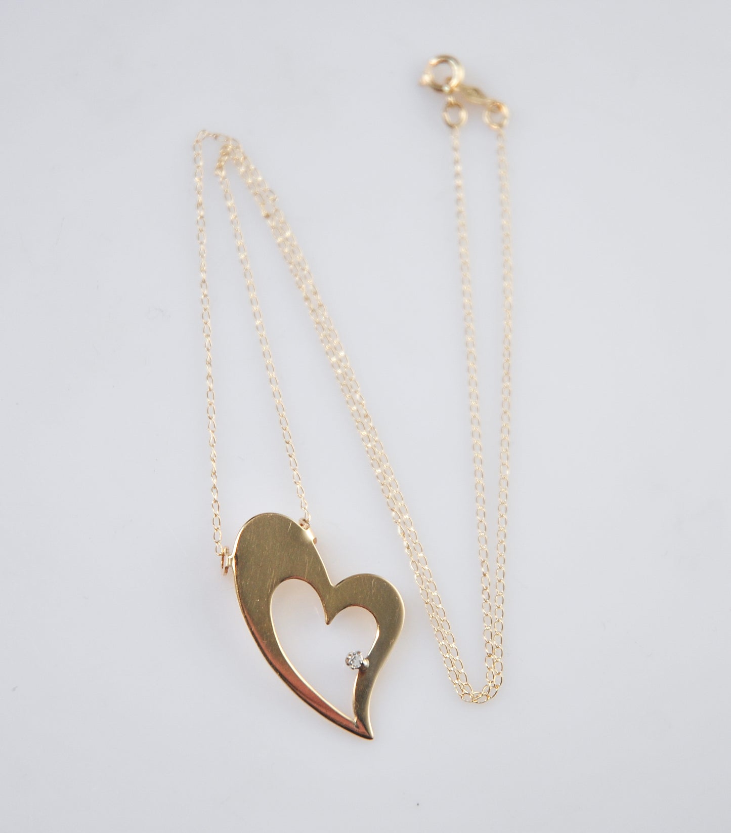 14K Gold Diamond Heart Choker Necklace