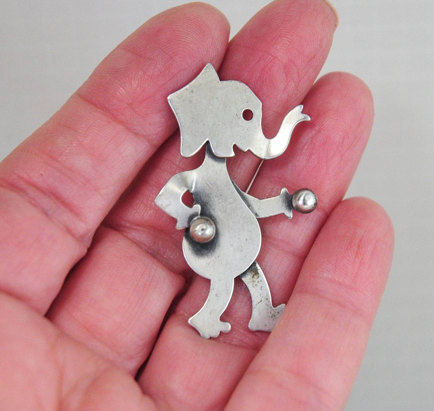 Vintage Designer Sterling Silver Elephant Brooch