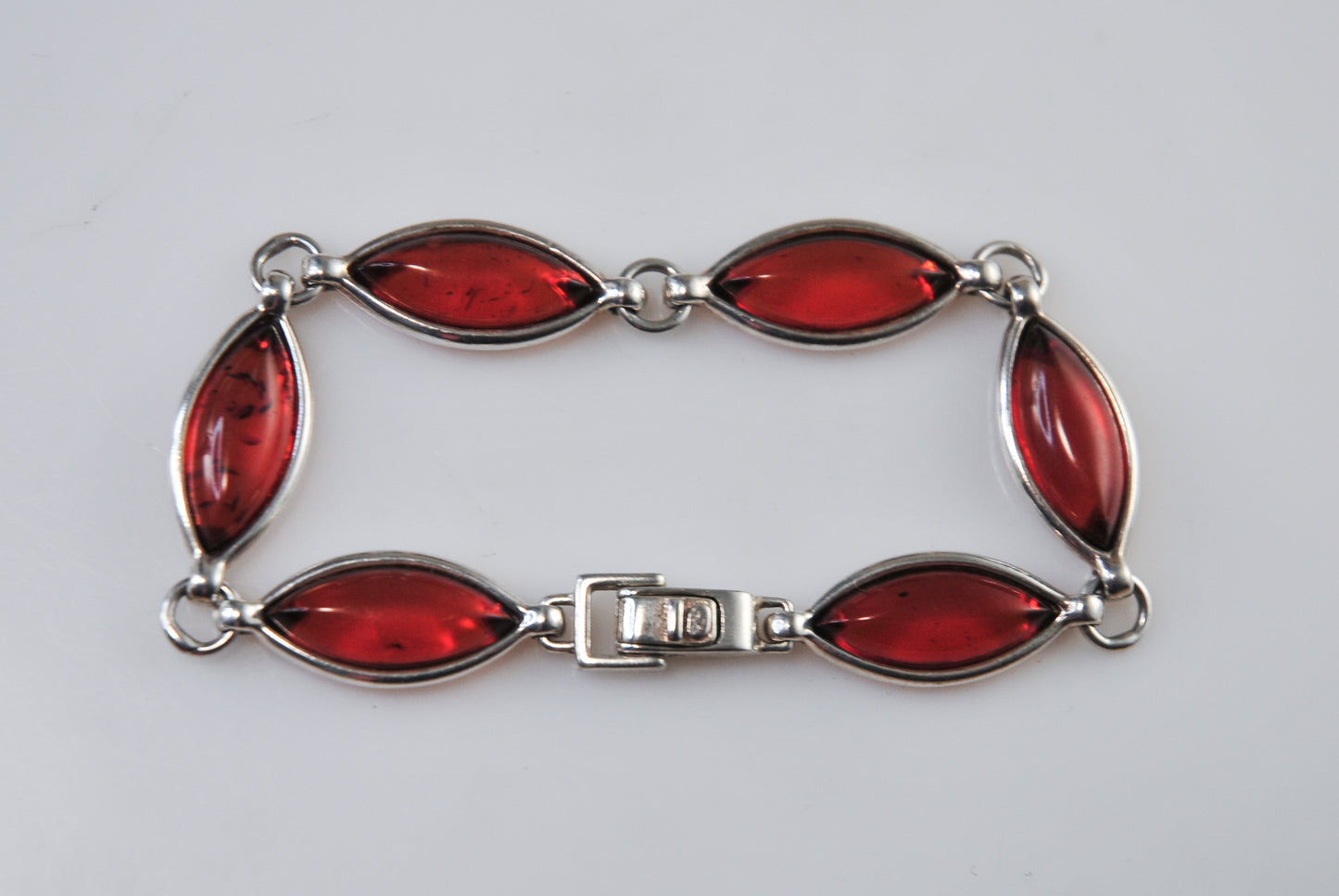 Vintage Sterling Silver Amber Bracelet