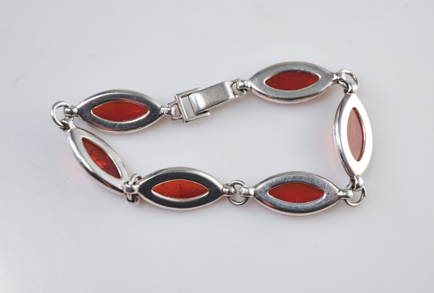 Vintage Sterling Silver Amber Bracelet