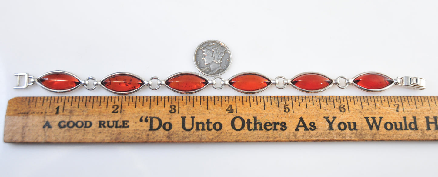 Vintage Sterling Silver Amber Bracelet