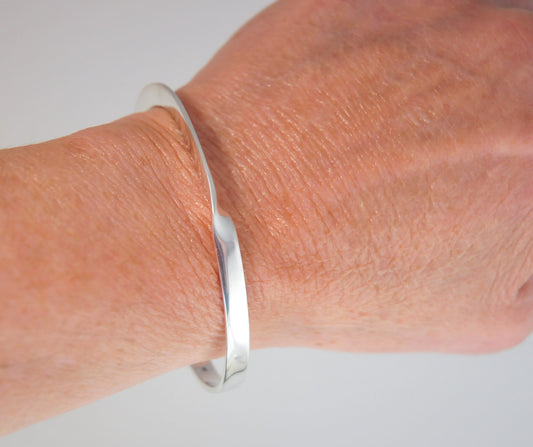 Designer Asymmetric Sterling Silver Cuff Bracelet