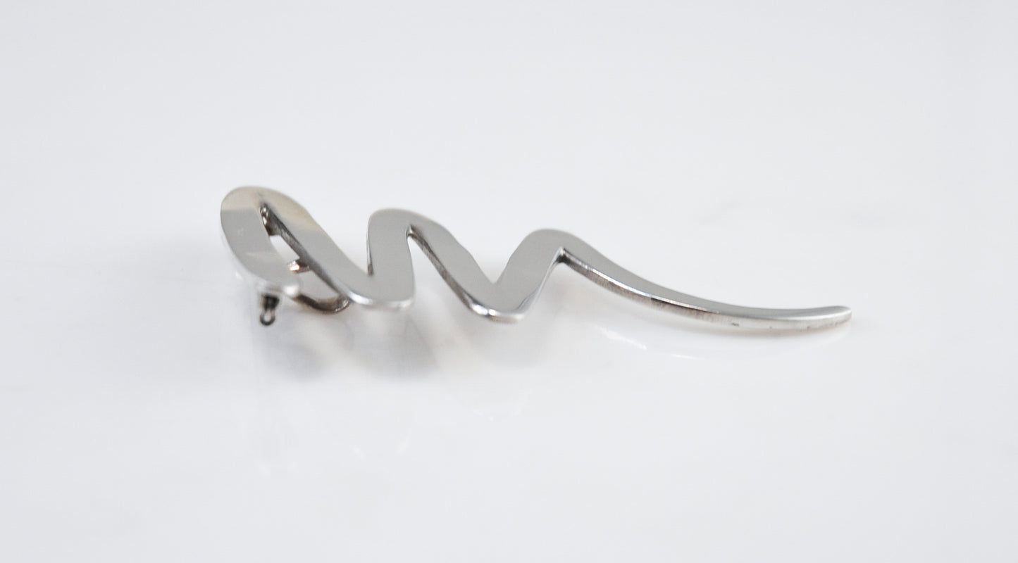 Large Sterling Silver Tornado Brooch Pendant