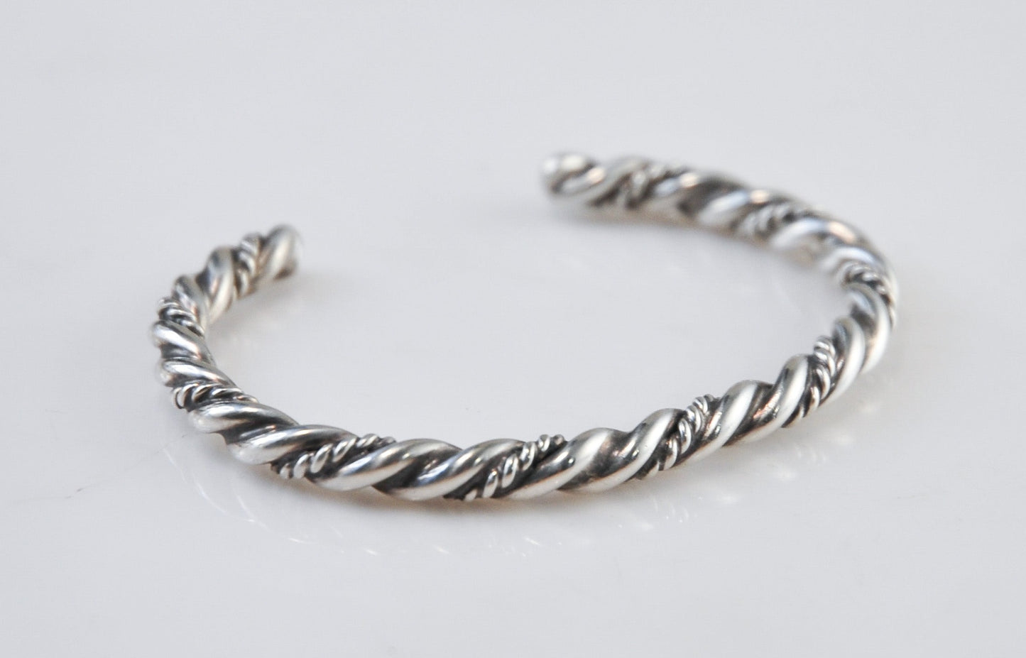 Small Wrist Navajo Sterling Silver Rope Twist Cuff Bracelet