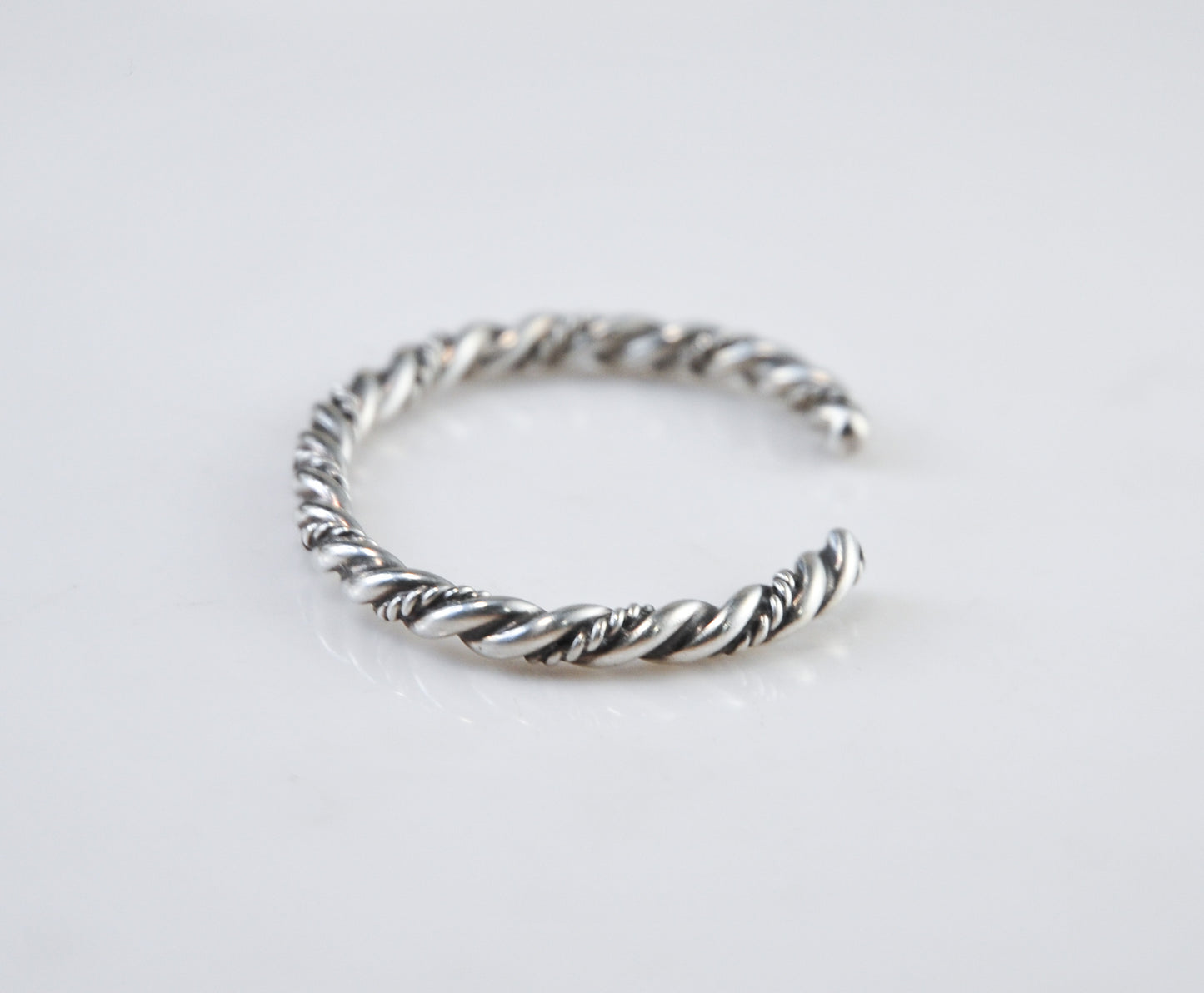 Small Wrist Navajo Sterling Silver Rope Twist Cuff Bracelet