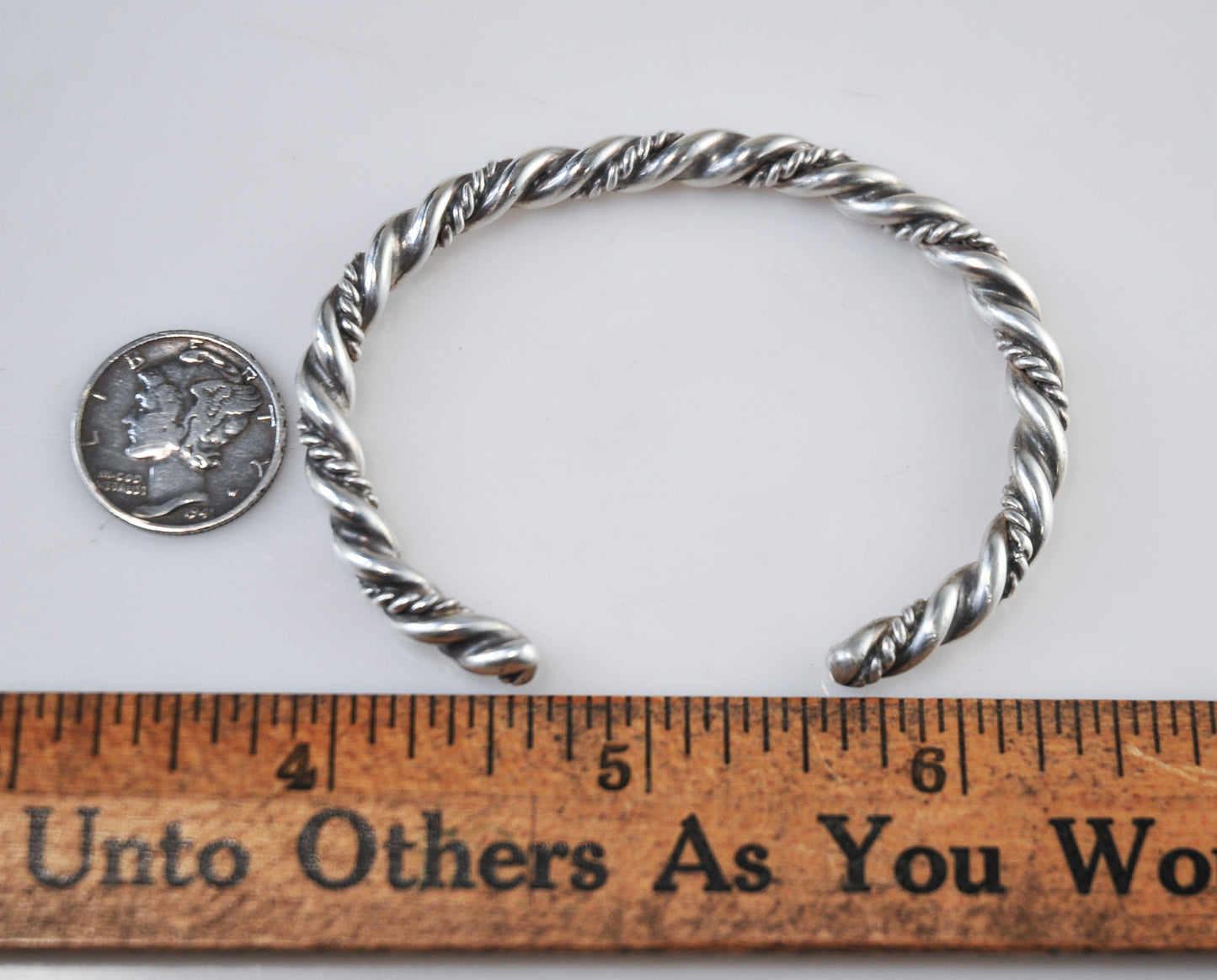 Small Wrist Navajo Sterling Silver Rope Twist Cuff Bracelet