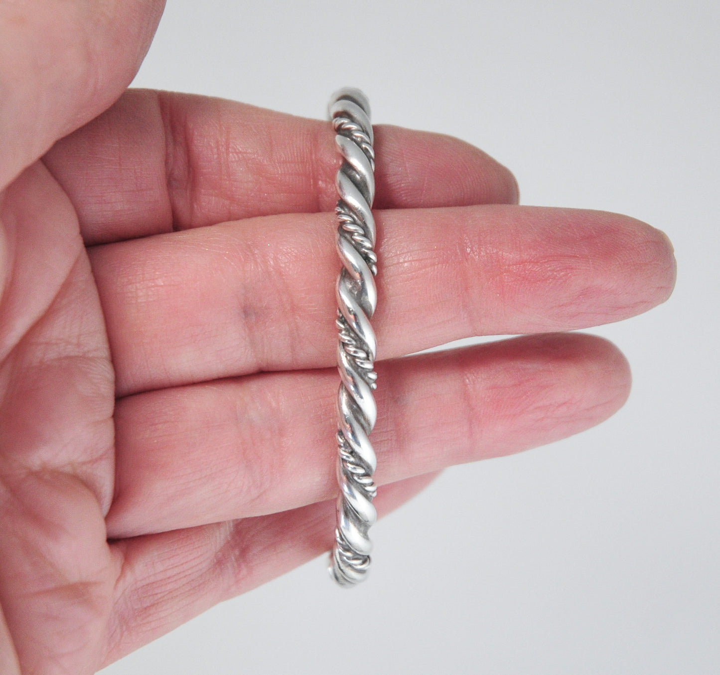 Small Wrist Navajo Sterling Silver Rope Twist Cuff Bracelet