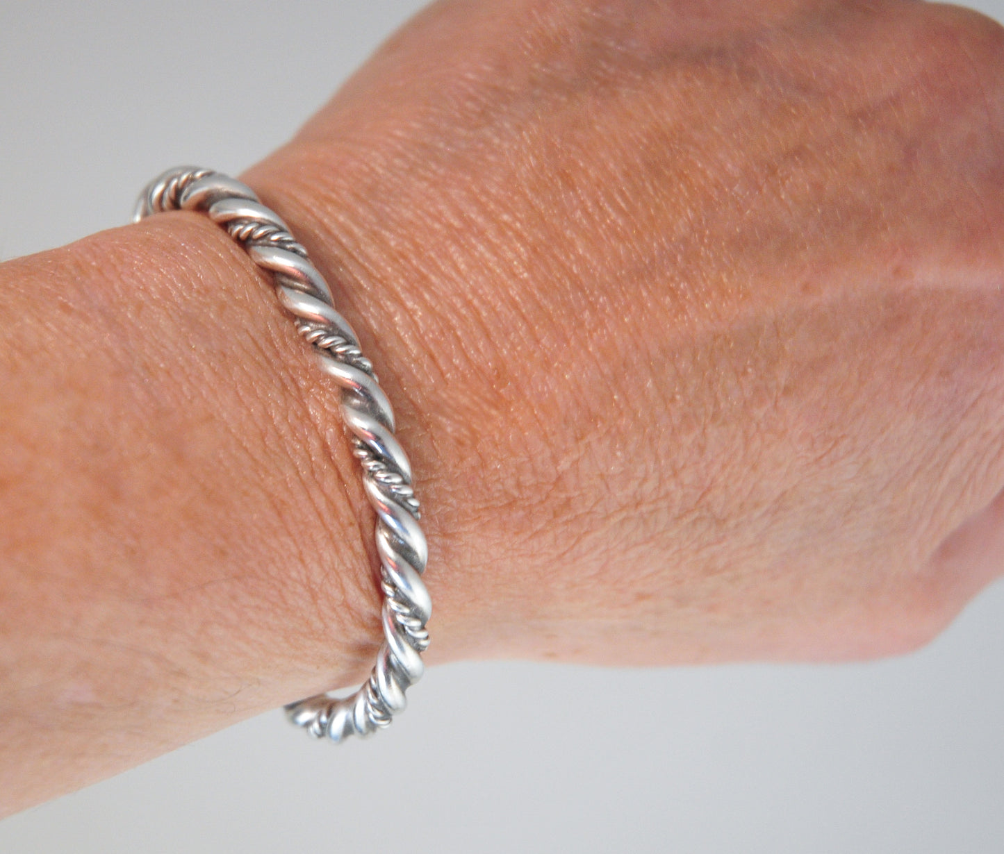 Small Wrist Navajo Sterling Silver Rope Twist Cuff Bracelet