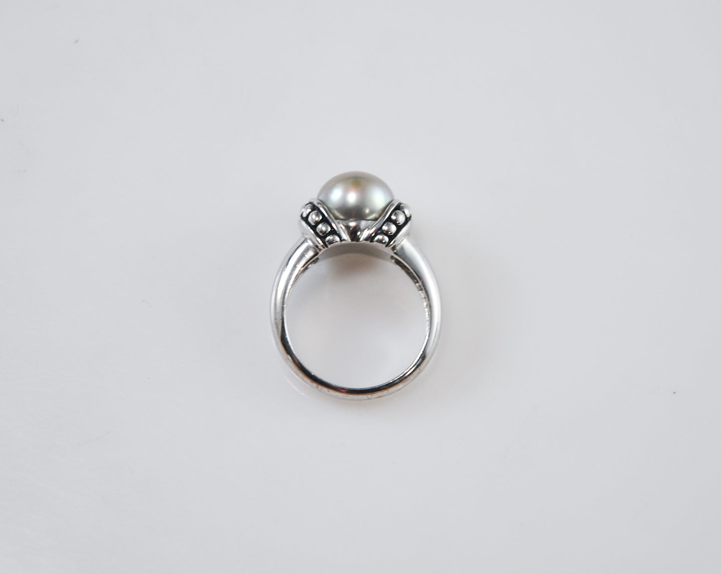 Designer Sterling Silver 9mm Pearl Ring Size 5 1/4