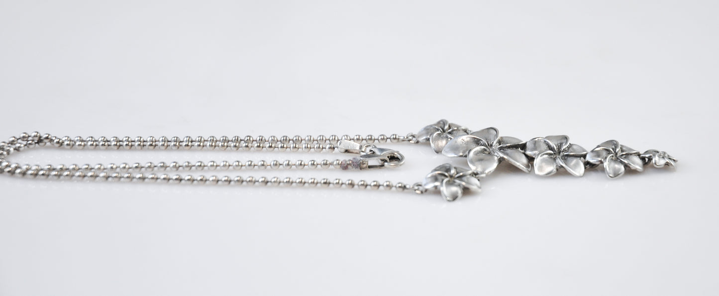 Vintage Sterling Silver Plumeria Y Choker Necklace