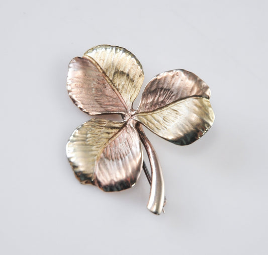 Vintage Napier Gold over Sterling Silver Clover Brooch