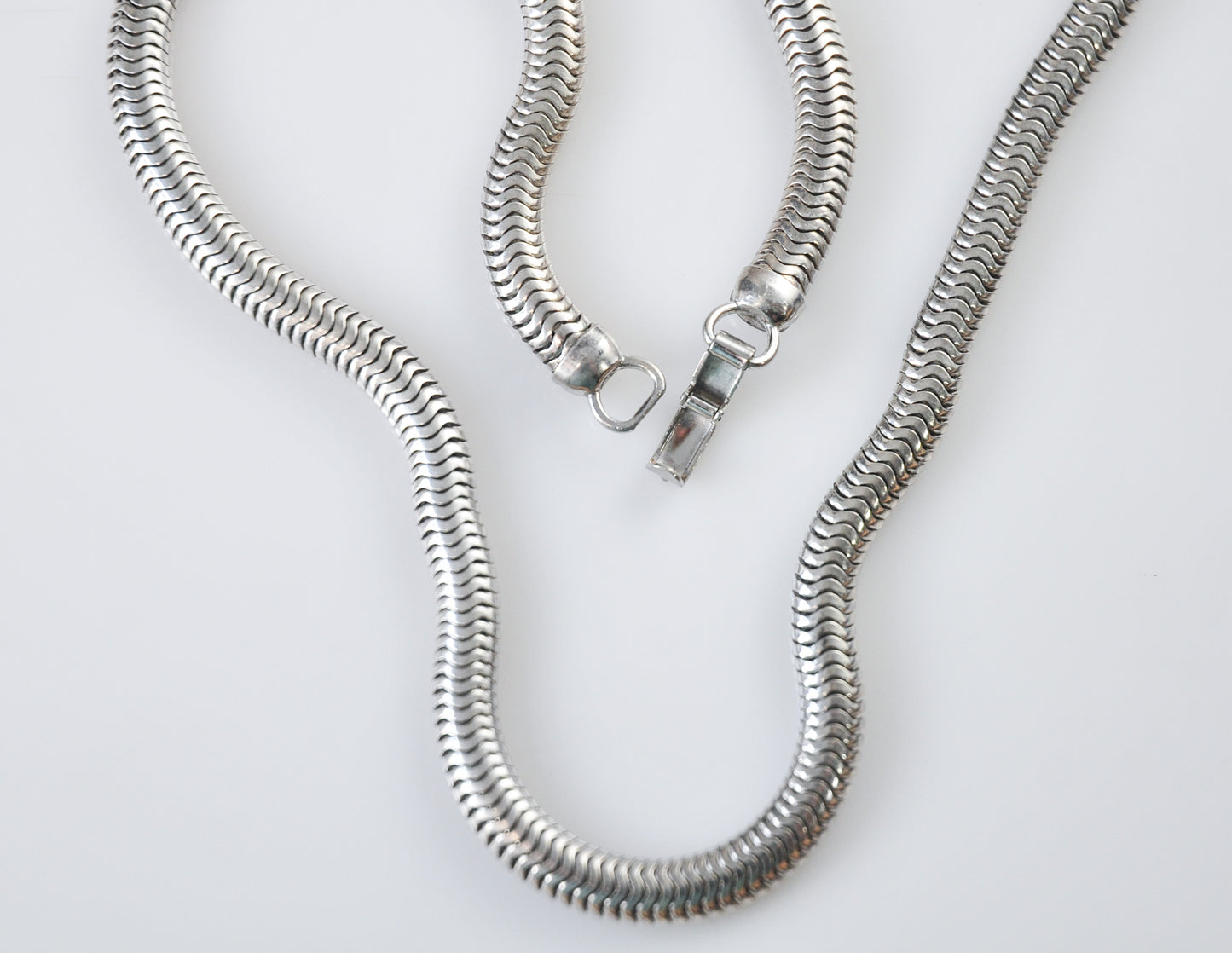 Vintage Forstner Sterling Silver 5mm Omega Snake Chain Choker Necklace