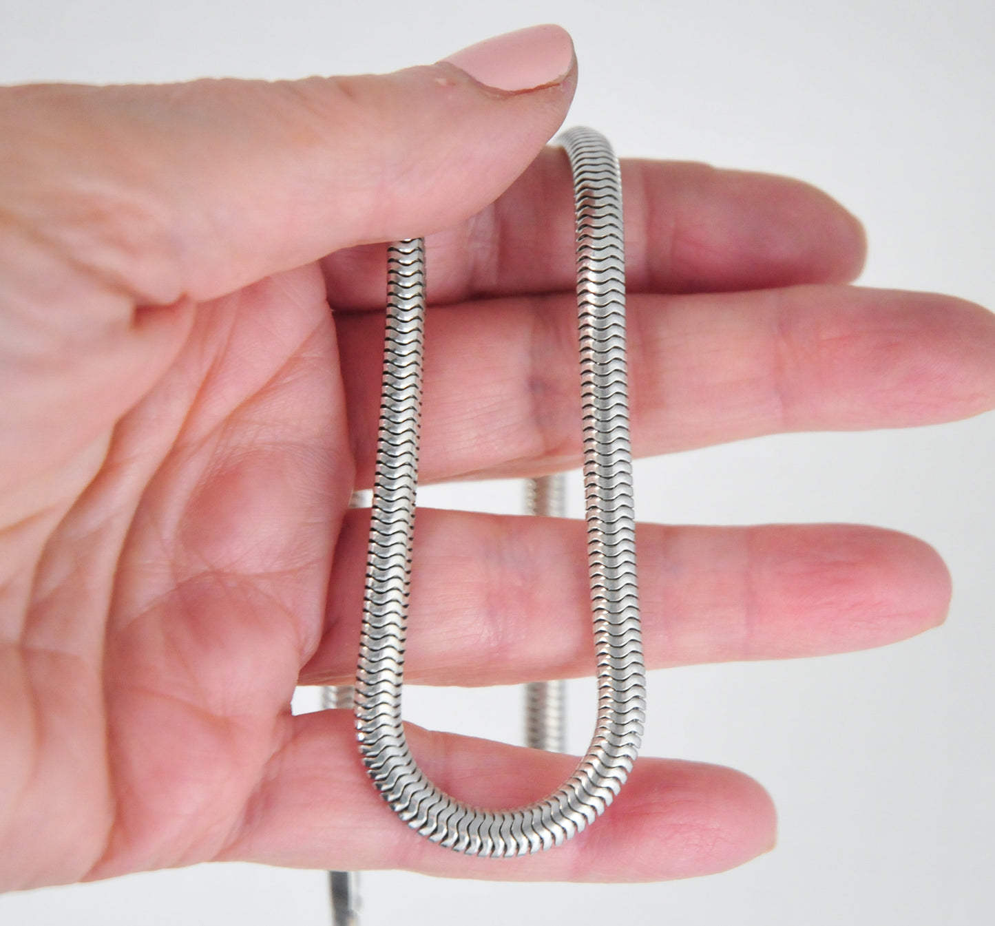 Vintage Forstner Sterling Silver 5mm Omega Snake Chain Choker Necklace