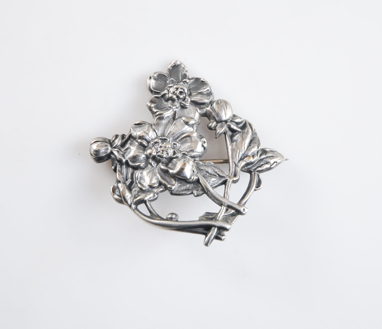 Antique Blackinton Sterling Silver Floral Brooch