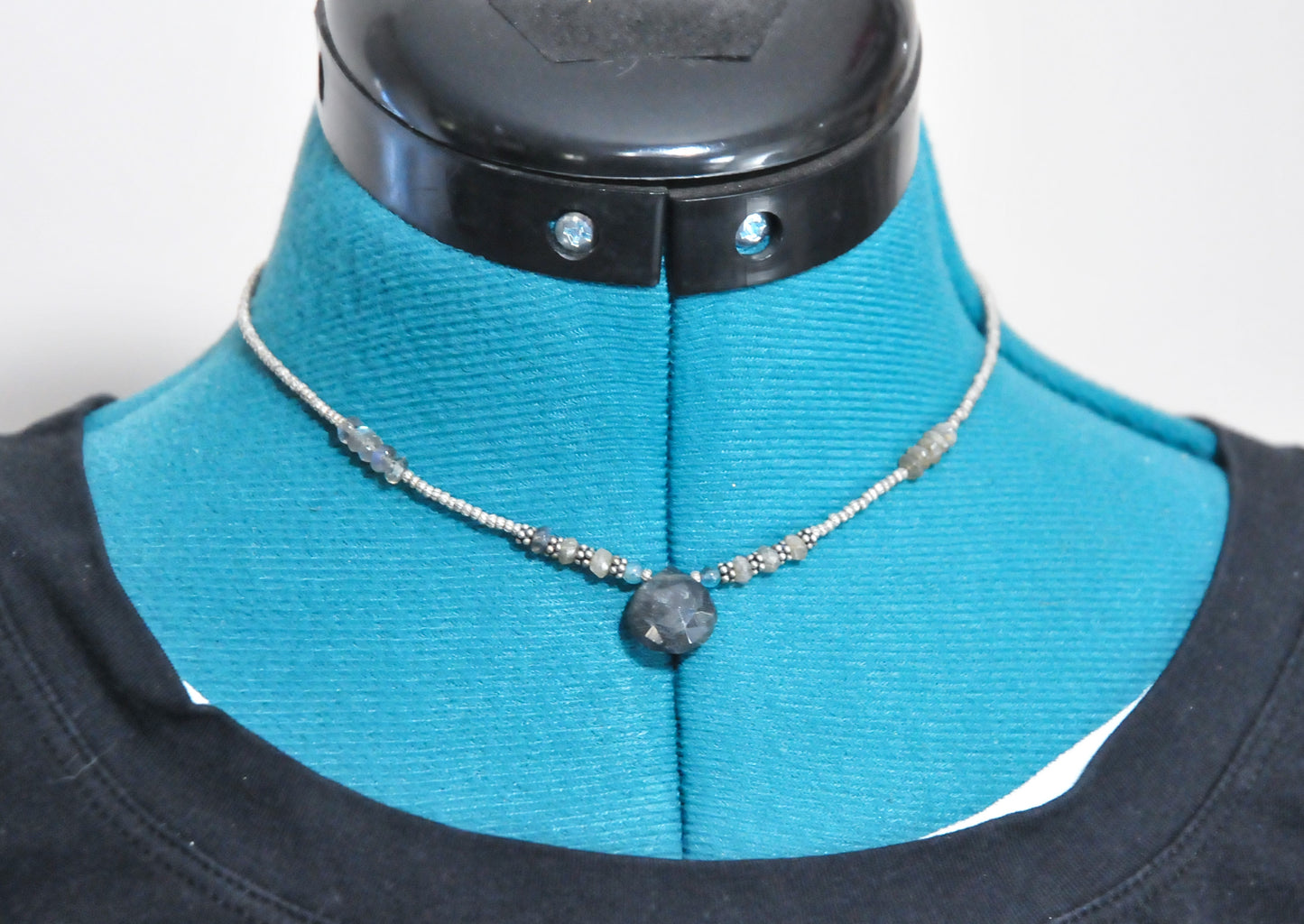 Sterling Silver Labradorite Beaded Choker Necklace