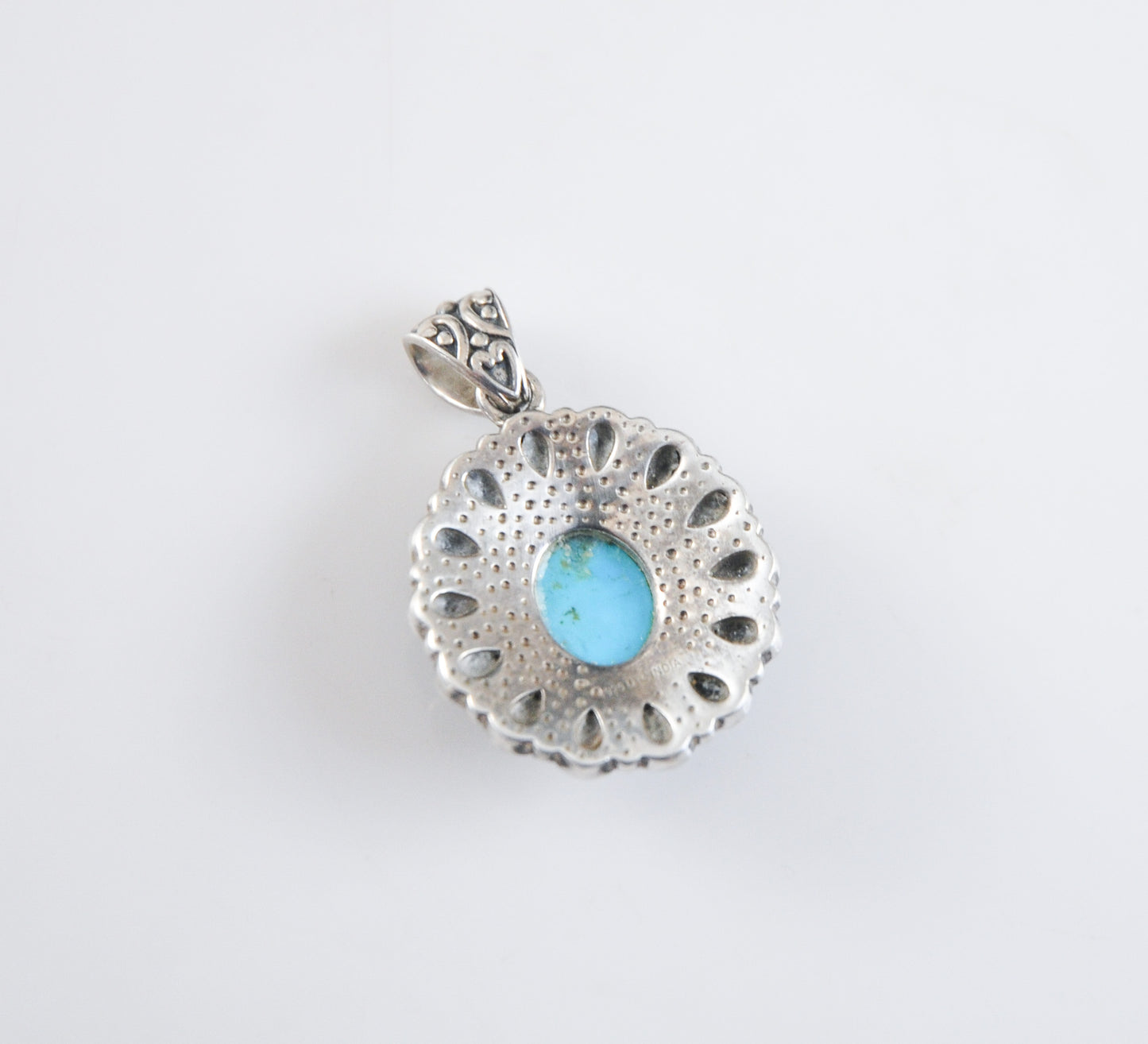 Designer Sterling Silver Turquoise Black Onyx Pendant