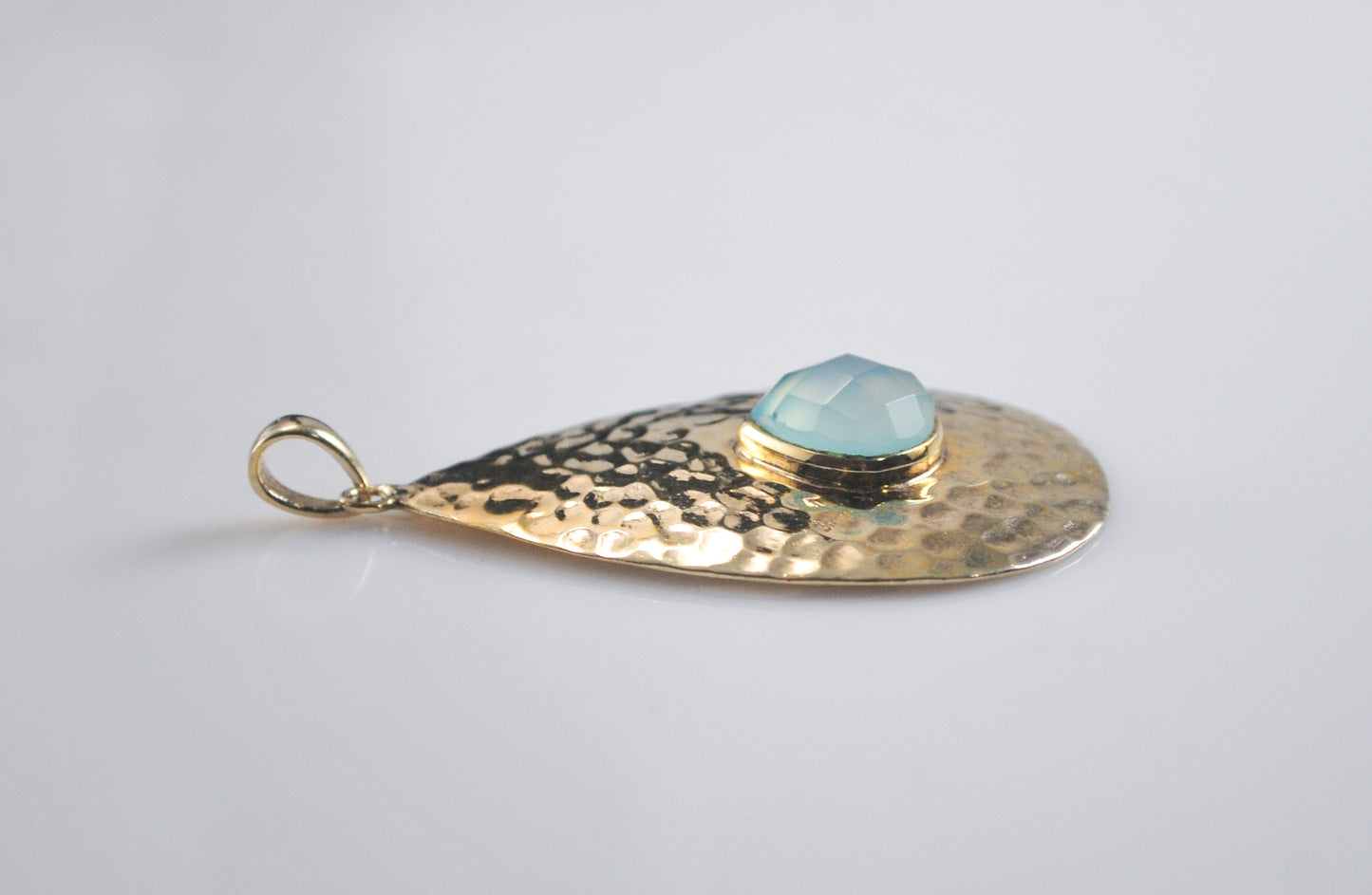 Large Gold over Sterling Silver Chalcedony Pendant