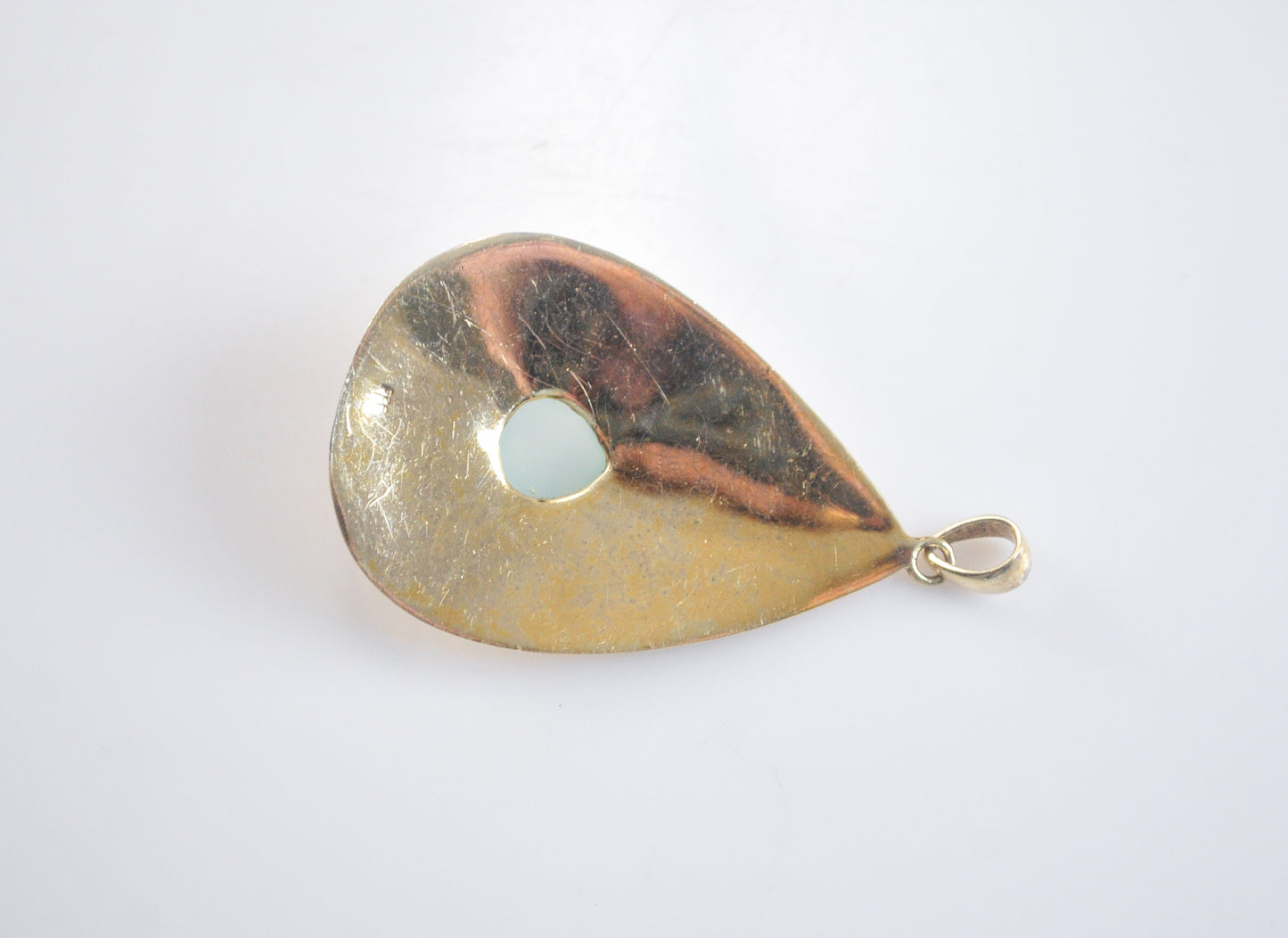 Large Gold over Sterling Silver Chalcedony Pendant