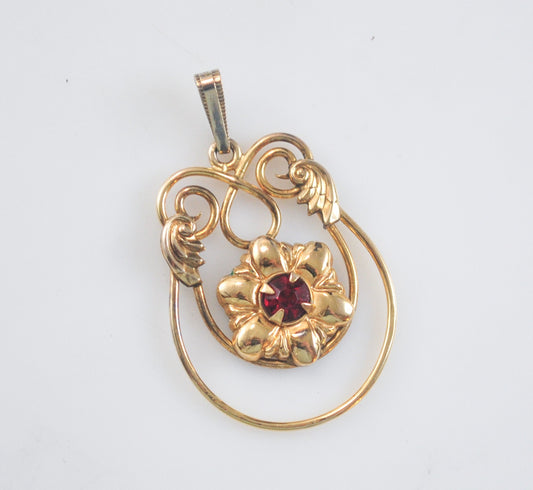 Vintage Signed Gold Filled Flower Pendant