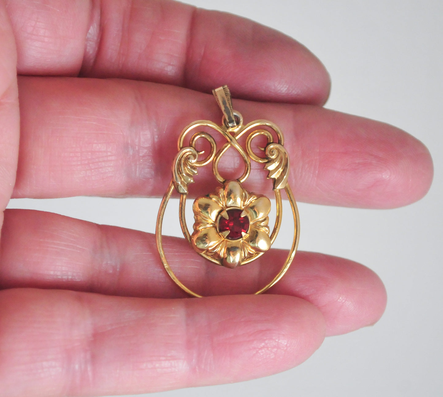 Vintage Signed Gold Filled Flower Pendant