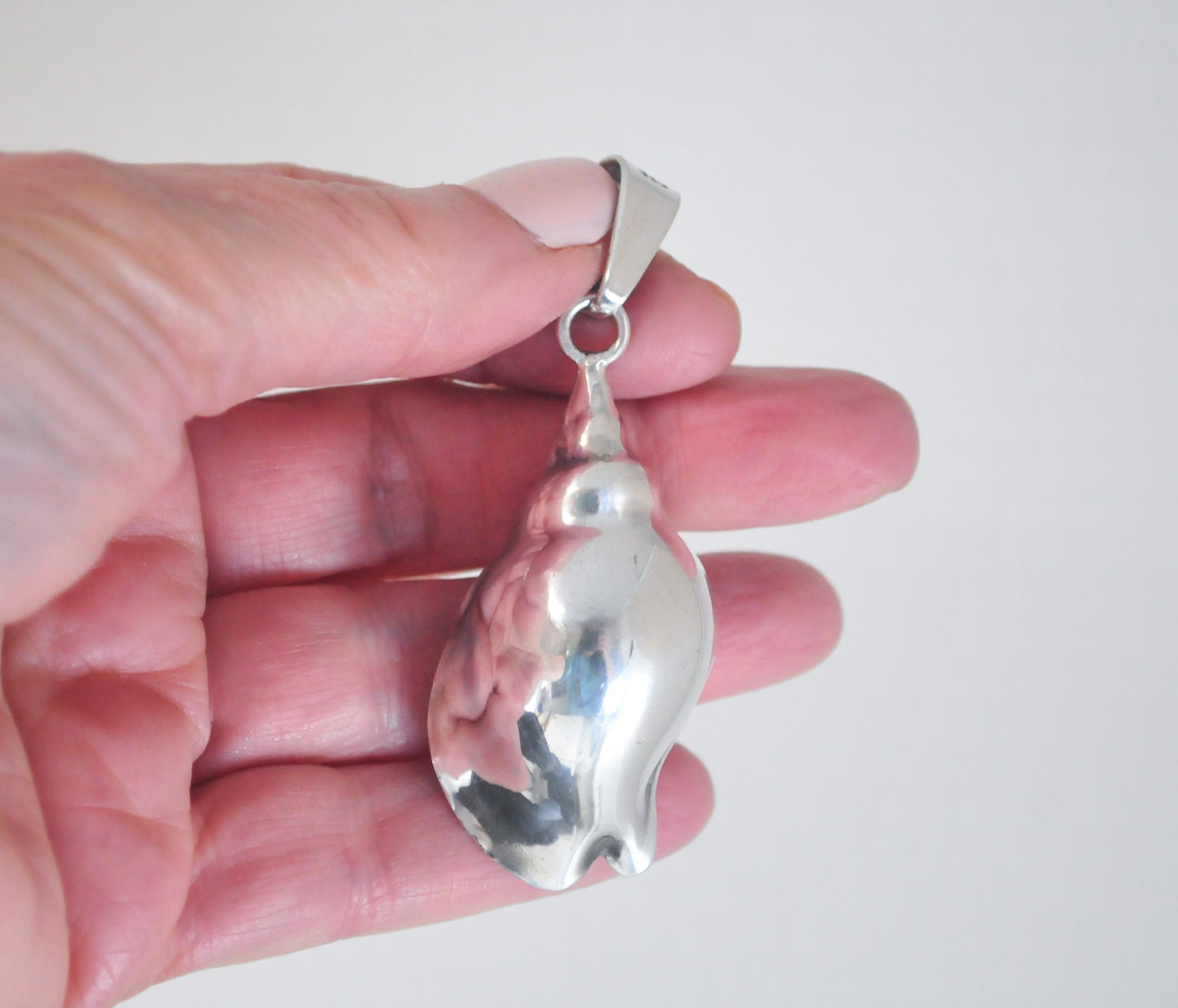 Large Taxco Sterling Silver Seashell Pendant