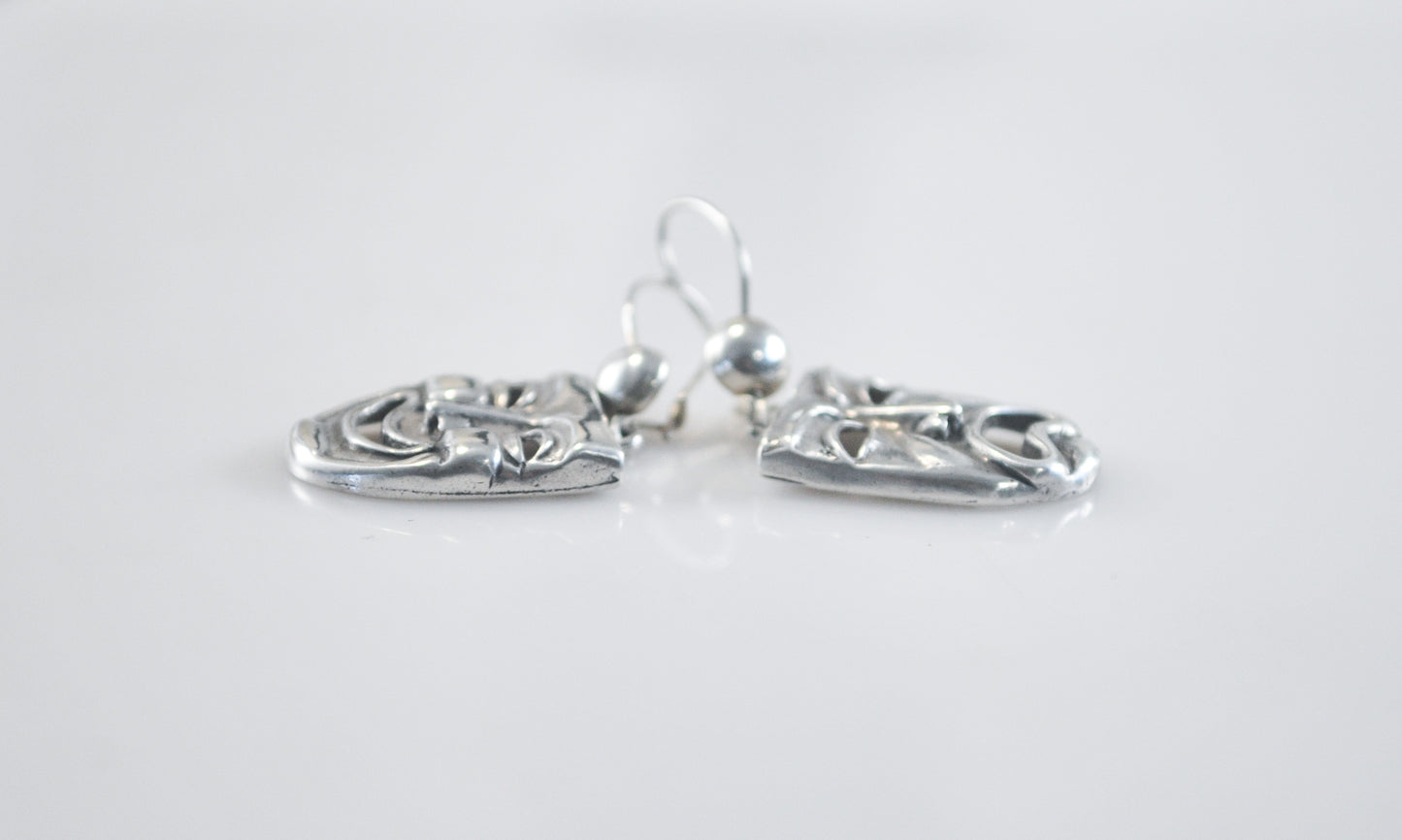 Sterling Silver Comedy Tragedy Mask Earrings