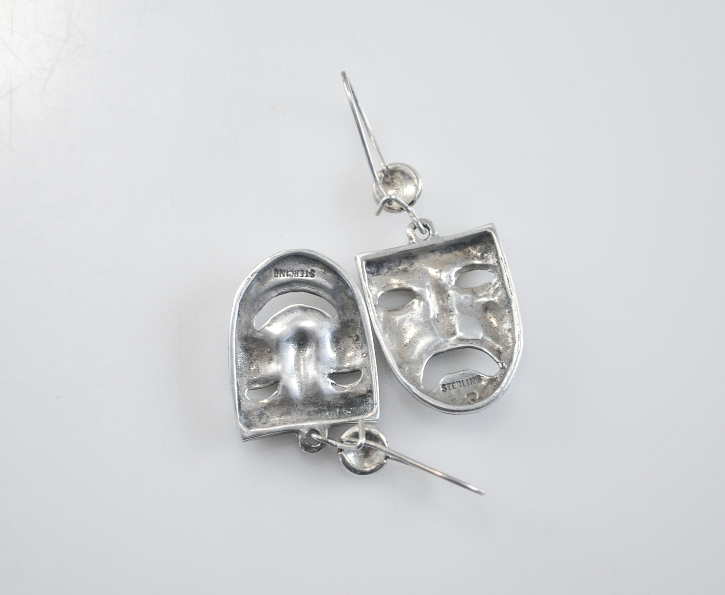 Sterling Silver Comedy Tragedy Mask Earrings